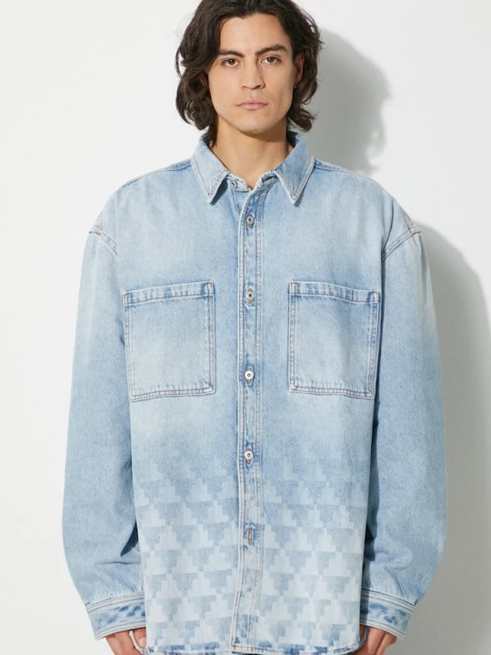 Obrázek produktu Marcelo Burlon Džínová bunda Marcelo Burlon Laser Cross Dnm Overshirt modrá