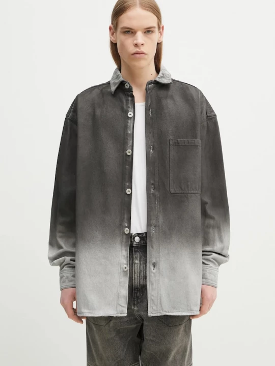 Obrázek produktu Marcelo Burlon Džínová košile Marcelo Burlon Gradient Denim Overshirt Black White šedá