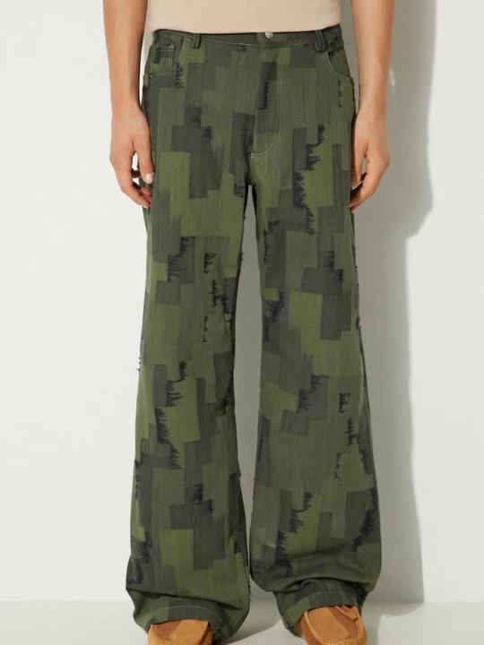 Obrázek produktu Marcelo Burlon Džíny Marcelo Burlon AOP Cross Wide Pants zelená