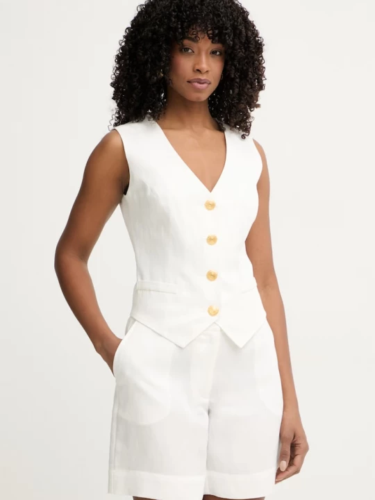 Obrázek produktu Marciano by Guess jednořadá vesta dámská s příměsí lnu JANE