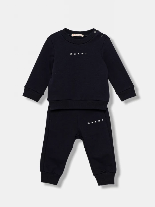 Obrázek produktu Marni Bavlněná tepláková souprava pro miminka Marni MS1B-SET OVERALLS 2-pack námořnická modř