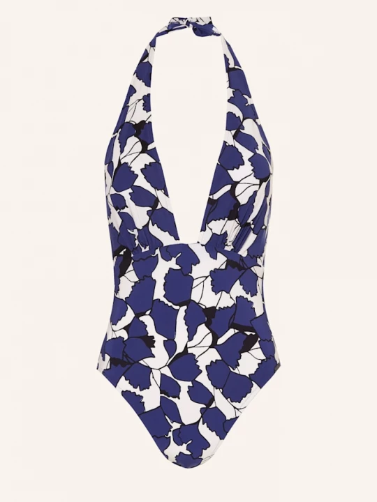 Obrázek produktu Maryan Mehlhorn Plavky Se Zavazováním Za Krkem Blue Leaves modrá / krémová / černá