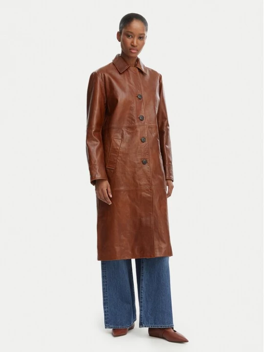 Obrázek produktu MAX&Co. Kožený plášť Doppia 2616471021200 Hnědá Regular Fit