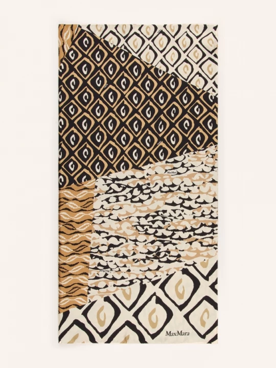 Obrázek produktu Max Mara Hedvábný Šátek Carre90W1 béžová / hnědá / černá