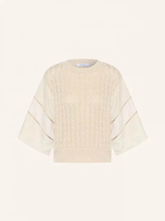 Obrázek produktu Max Mara Lněný Svetr Scatola Z Kombinace Materiálů S 3/4 Rukávy béžová