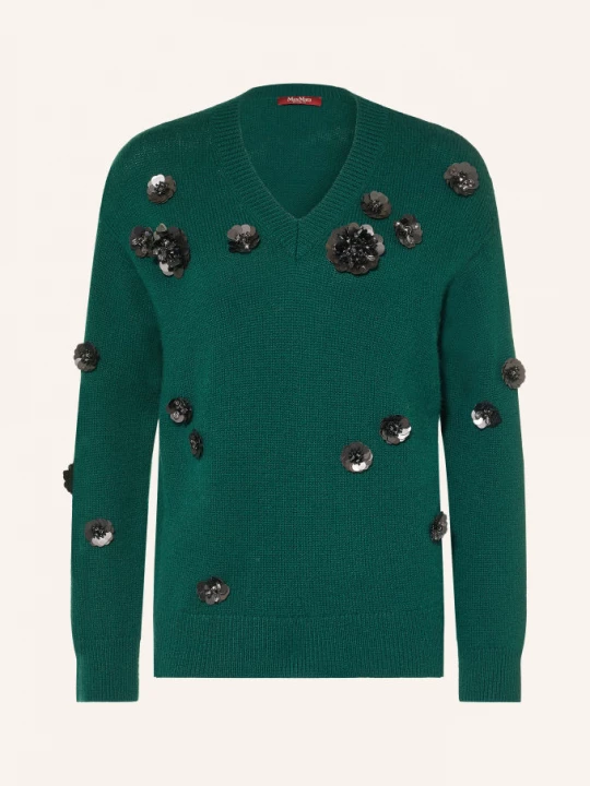 Obrázek produktu Max Mara Studio Svetry Nigella S Flitry A Ozdobnými Kamínky tmavě zelená / černá