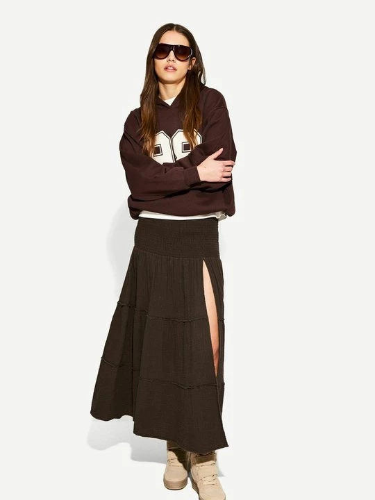 Obrázek produktu Maxi sukně Bershka skvrnitě světle hnědá