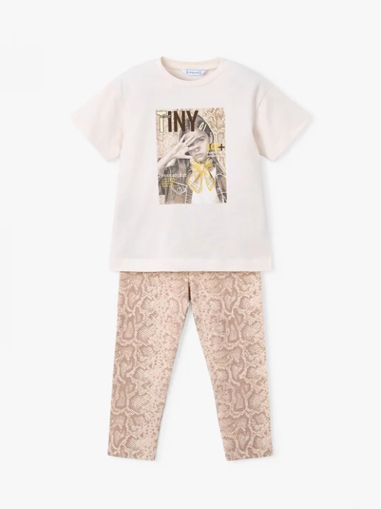 Obrázek produktu Mayoral Sada t-shirt a legíny 3727 Béžová Regular Fit