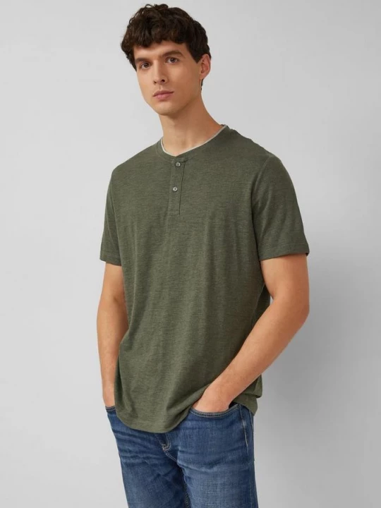 Obrázek produktu Měkké tričko henley z melanžového žerzeje s.Oliver olivová