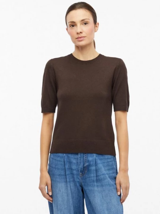 Obrázek produktu Měkký pletený pulovr s krátkým rukávem, střih Slim Fit s.Oliver hnědá