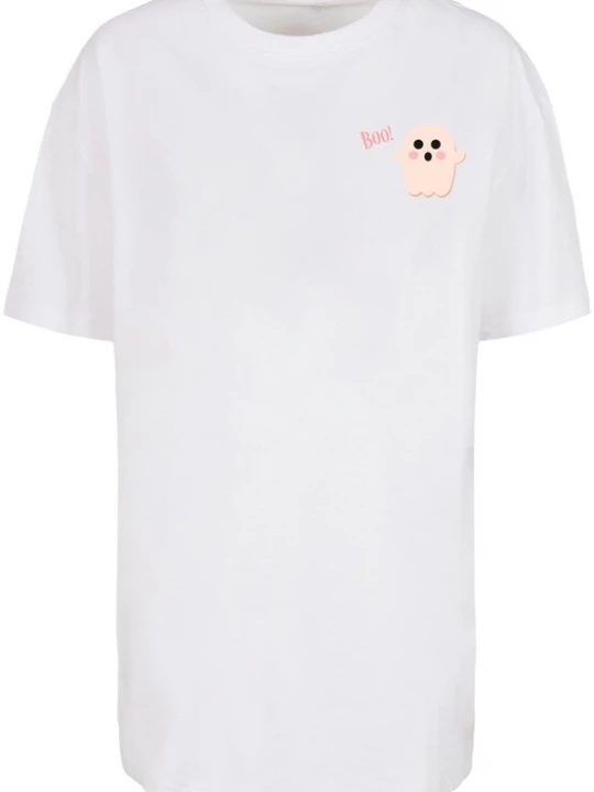 Obrázek produktu Merchcode Oversized tričko 'Halloween - Boo Ghost'  růžová / pudrová / černá / bílá