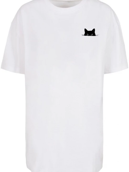 Obrázek produktu Merchcode Oversized tričko 'Halloween - Cat' černá / bílá