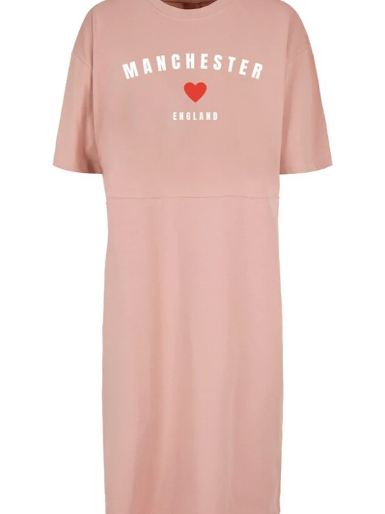 Obrázek produktu Merchcode Šaty 'Manchester' starorůžová / krvavě červená / bílá
