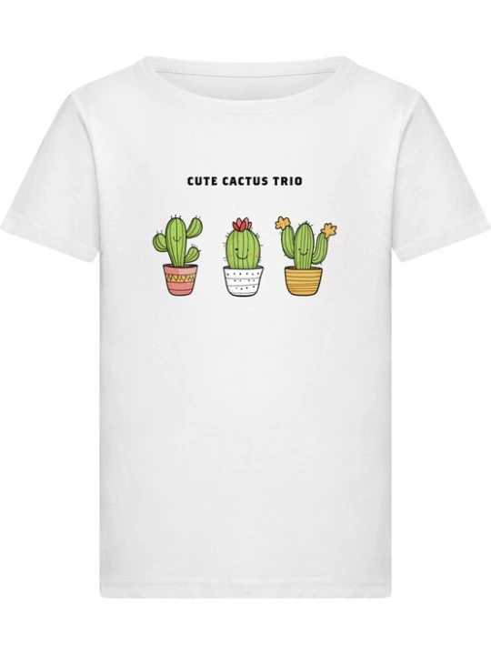 Obrázek produktu Merchcode Tričko 'Cute Cactus Trio'  medová / zelená / černá / bílá