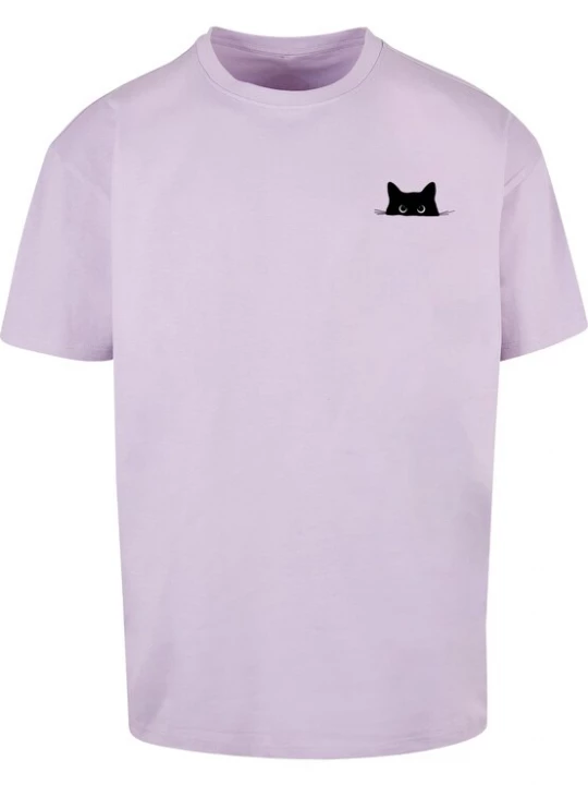 Obrázek produktu Merchcode Tričko 'Halloween - Cat'  šeříková / černá