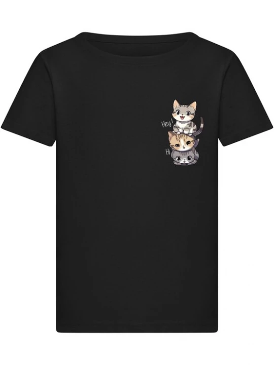 Obrázek produktu Merchcode Tričko 'Hi Cats' světle hnědá / kámen / tmavě šedá / černá