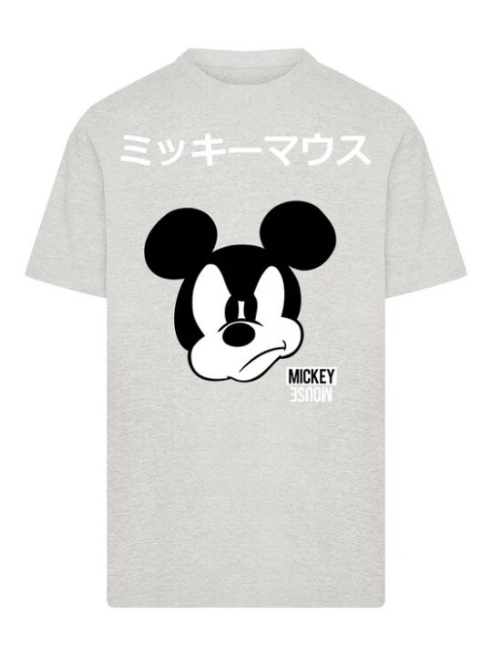 Obrázek produktu Merchcode Tričko 'Mickey Mouse Japanese' světle šedá / černá / bílá