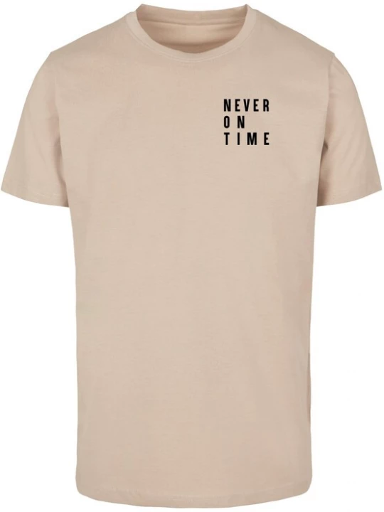Obrázek produktu Merchcode Tričko 'Never On Time'  písková / černá