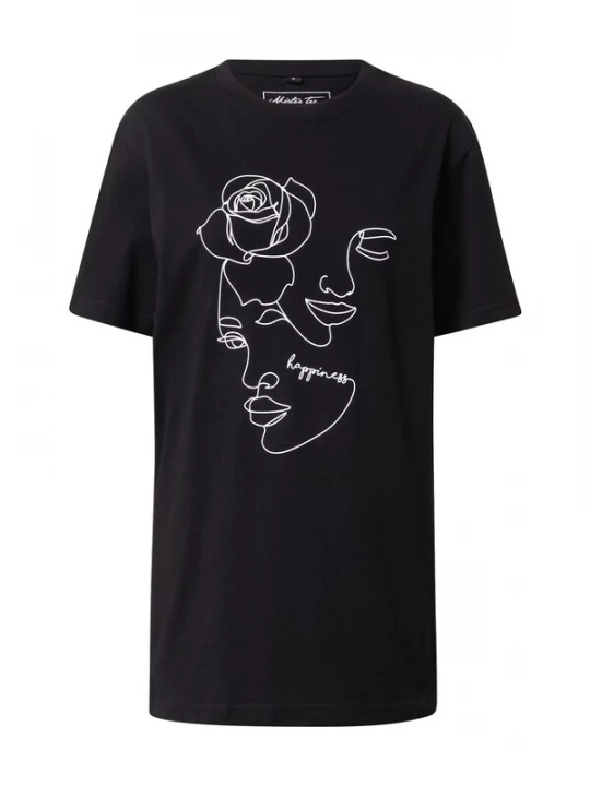 Obrázek produktu Merchcode Tričko 'One Line Rose' černá / bílá