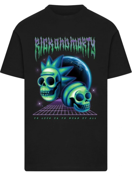 Obrázek produktu Merchcode Tričko 'Rick & Morty Skull' královská modrá / světle zelená / fialová / černá