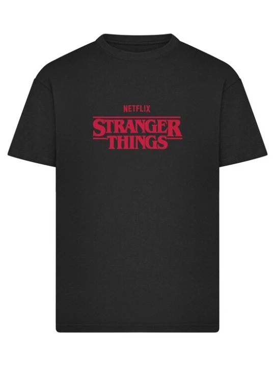 Obrázek produktu Merchcode Tričko 'Stranger Things Rewatch' marine modrá / světle hnědá / purpurová / černá