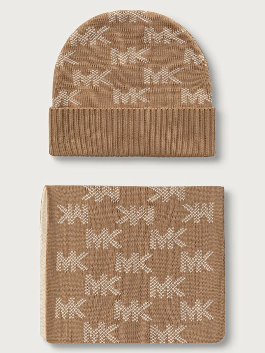 Obrázek produktu MICHAEL Michael Kors čepice a šála dámská s příměsí vlny béžová