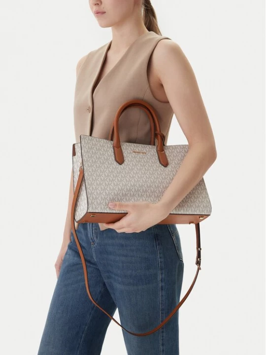 Obrázek produktu MICHAEL Michael Kors Kabelka Scarlett Medium Signature Logo Satchel 30F4GETS2B Krémová