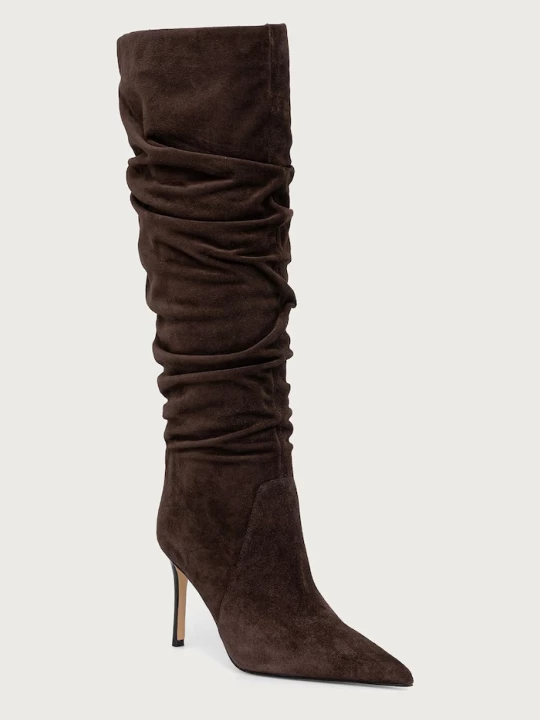 Obrázek produktu MICHAEL Michael Kors kozačky nad kolena na jehlovém podpatku dámské semišové Dawn Heeled Boot hnědá
