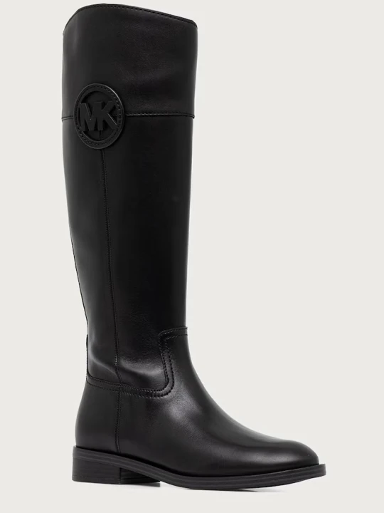 Obrázek produktu MICHAEL Michael Kors kozačky nad kolena na plochém podpatku dámské kožené Kimmee Flat Boot černá