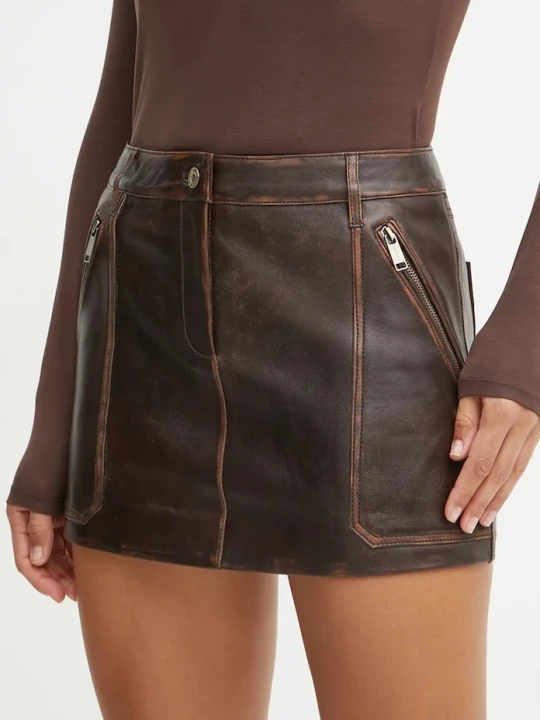 Obrázek produktu MICHAEL Michael Kors Kožená sukně MICHAEL Michael Kors hnědá