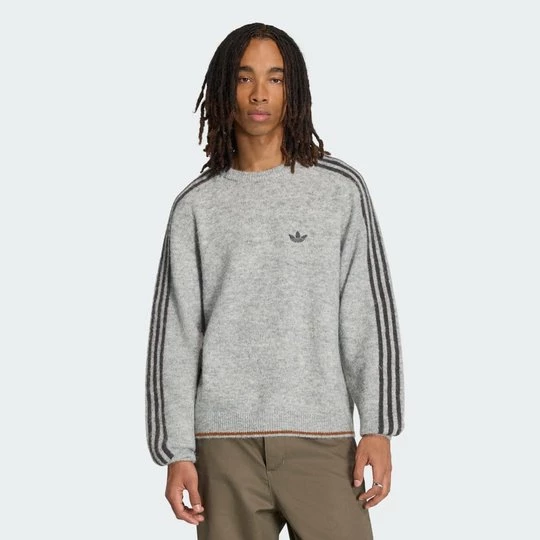 Obrázek produktu Mikina 3 STRIPES FLUFFY KNIT CREW Adidas Medium Grey Heather