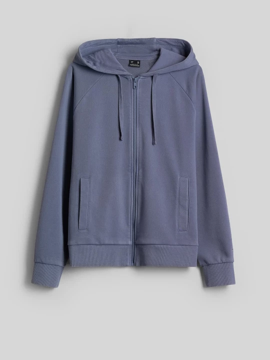 Obrázek produktu Dámská relaxed tepláková mikina s kapucí - denim 4F tmavě modrý
