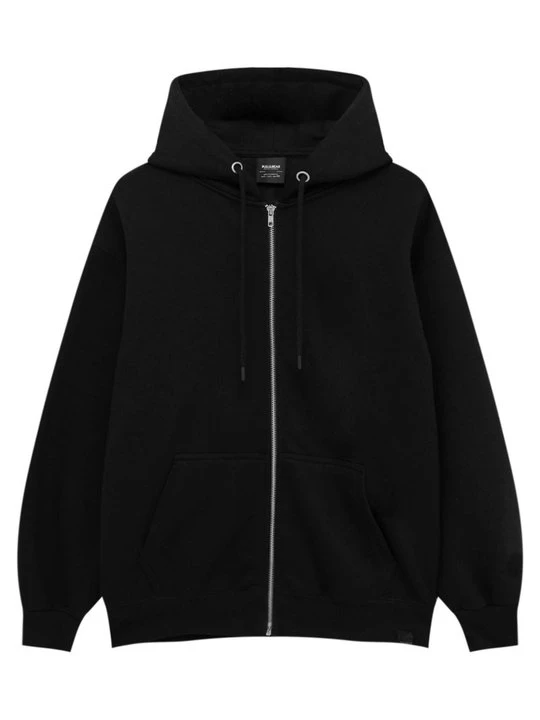 Obrázek produktu Mikina na zip PULL&BEAR meírovaná černá