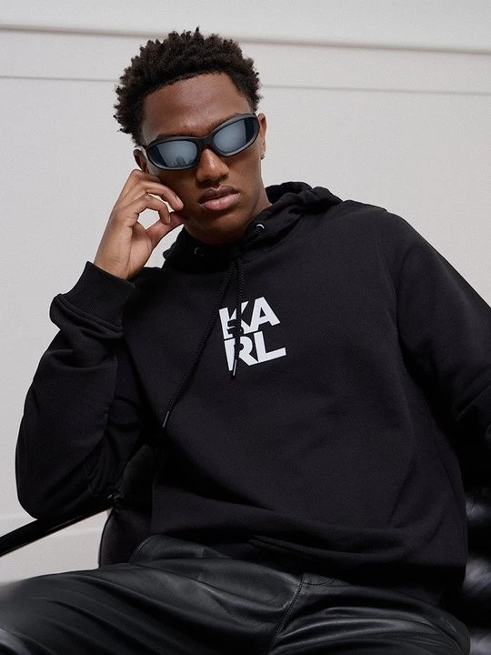Obrázek produktu Mikina s kapucí KARL LAGERFELD skvrnitě antracitová