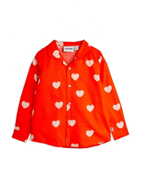 Obrázek produktu Mini Rodini Dětská bavlněná košile Mini Rodini Hearts oranžová