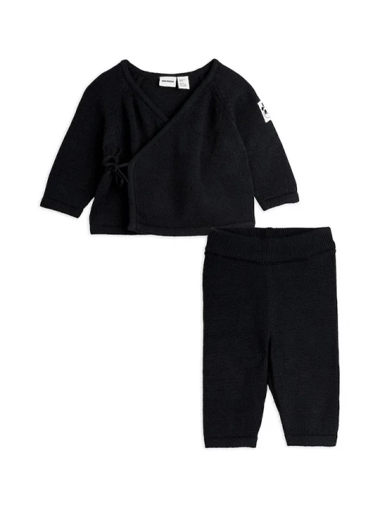 Obrázek produktu Mini Rodini Dětská bavlněná souprava Mini Rodini Fine knit černá