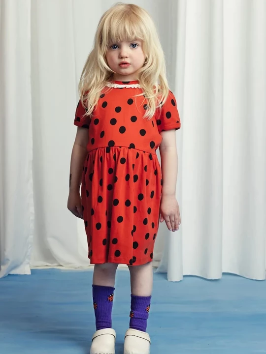 Obrázek produktu Mini Rodini Dětské bavlněné šaty Mini Rodini Dots červená