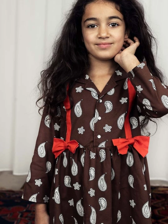 Obrázek produktu Mini Rodini Dětské bavlněné šaty Mini Rodini Paisley hnědá