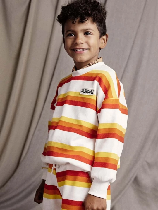 Obrázek produktu Mini Rodini Dětské bavlněné šortky Mini Rodini Stripe oranžová