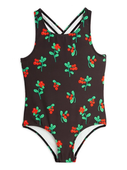 Obrázek produktu Mini Rodini Jednodílné dětské plavky Mini Rodini Lingonberries černá