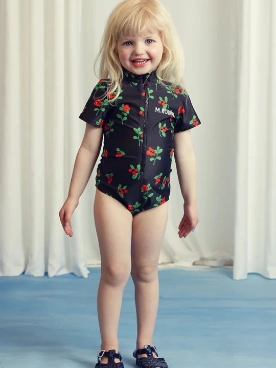 Obrázek produktu Mini Rodini Jednodílné dětské plavky Mini Rodini Lingonberries černá