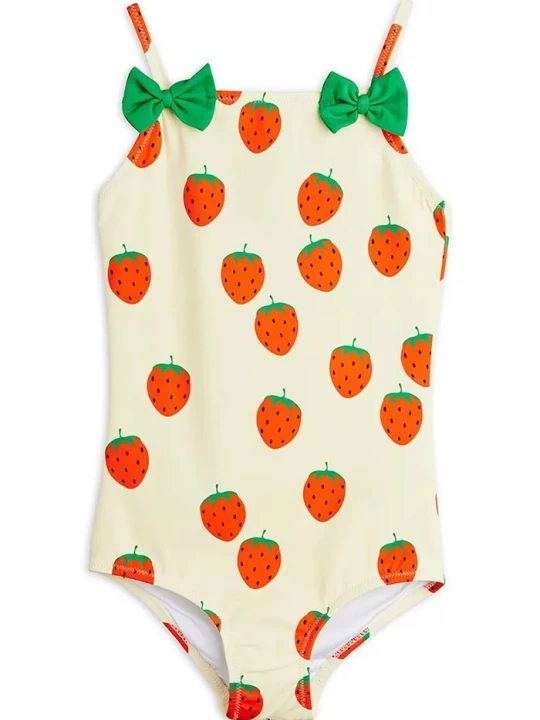 Obrázek produktu Mini Rodini jednodílné plavky dětské Strawberries béžová