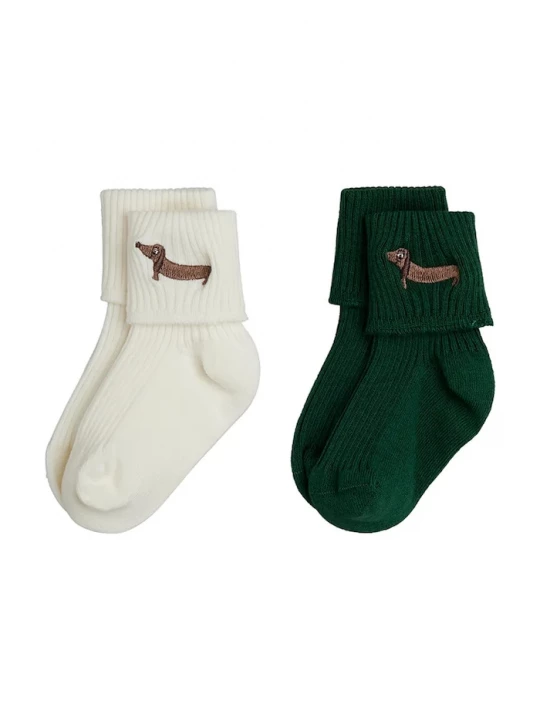 Obrázek produktu Mini Rodini ponožky dětské Dog 2-pack zelená
