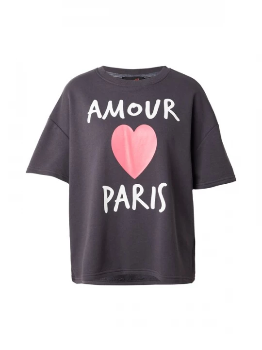 Obrázek produktu miss goodlife Mikina 'Amour Paris' antracitová / jasně červená / bílá
