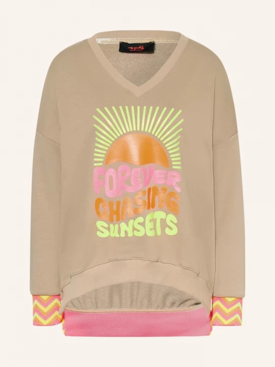 Obrázek produktu Miss Goodlife Mikina Oversize světle hnědá / neonově růžová / neonově oranžová