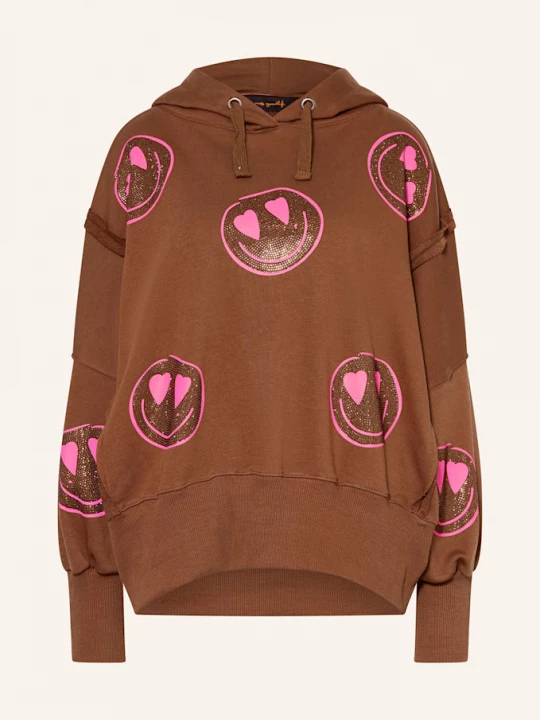 Obrázek produktu Miss Goodlife Oversized Mikina S Kapucí S Ozdobnými Kamínky hnědá