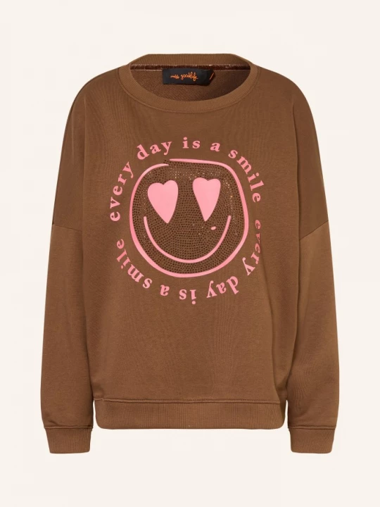 Obrázek produktu Miss Goodlife Oversized Mikina S Ozdobnými Kamínky hnědá / růžová