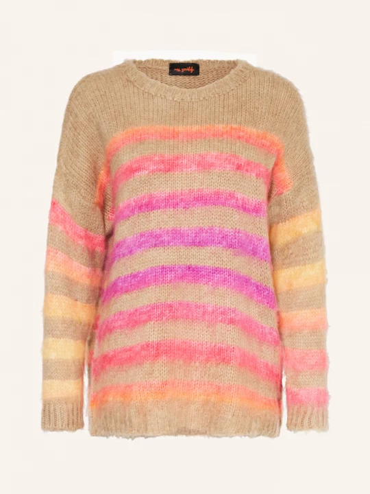 Obrázek produktu Miss Goodlife Oversized Svetr S Alpakou světle hnědá / fialová / růžová