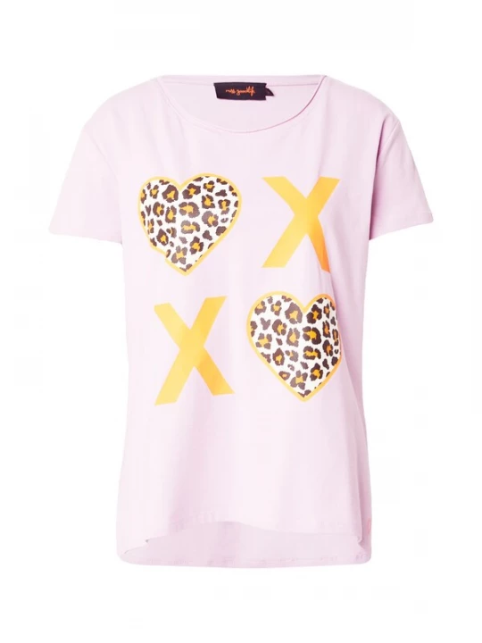 Obrázek produktu miss goodlife Tričko 'XO Leo Hearts' čokoládová / tmavě žlutá / švestková / bílá