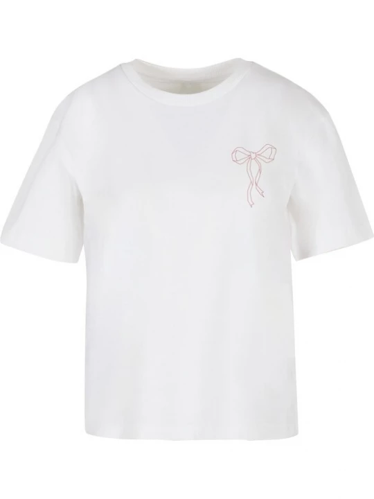 Obrázek produktu Miss Tee Tričko 'Bow Oneliner'  krvavě červená / bílá
